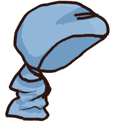 a light blue tichel shown from the side